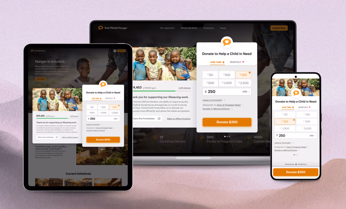 Donation popup optimized for mobile devices