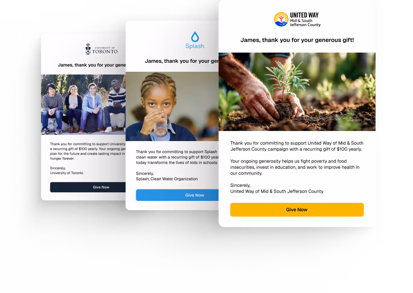 Automated donor emails and receipts preview
