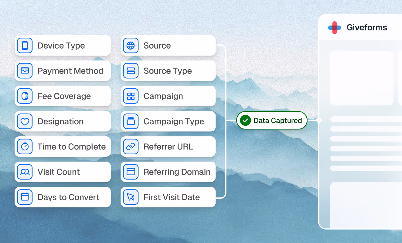 Donation record showing more than 50 captured data points