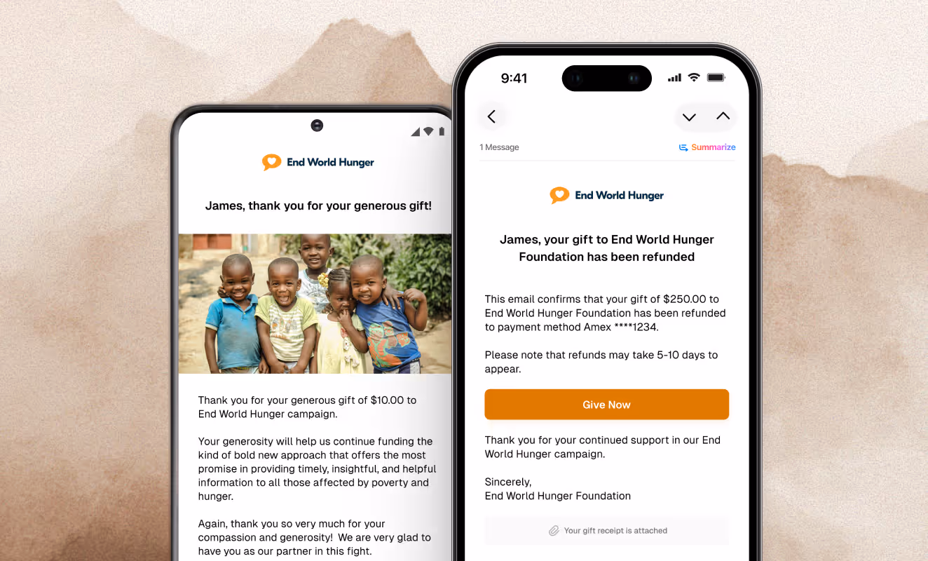 Mobile-responsive donation email