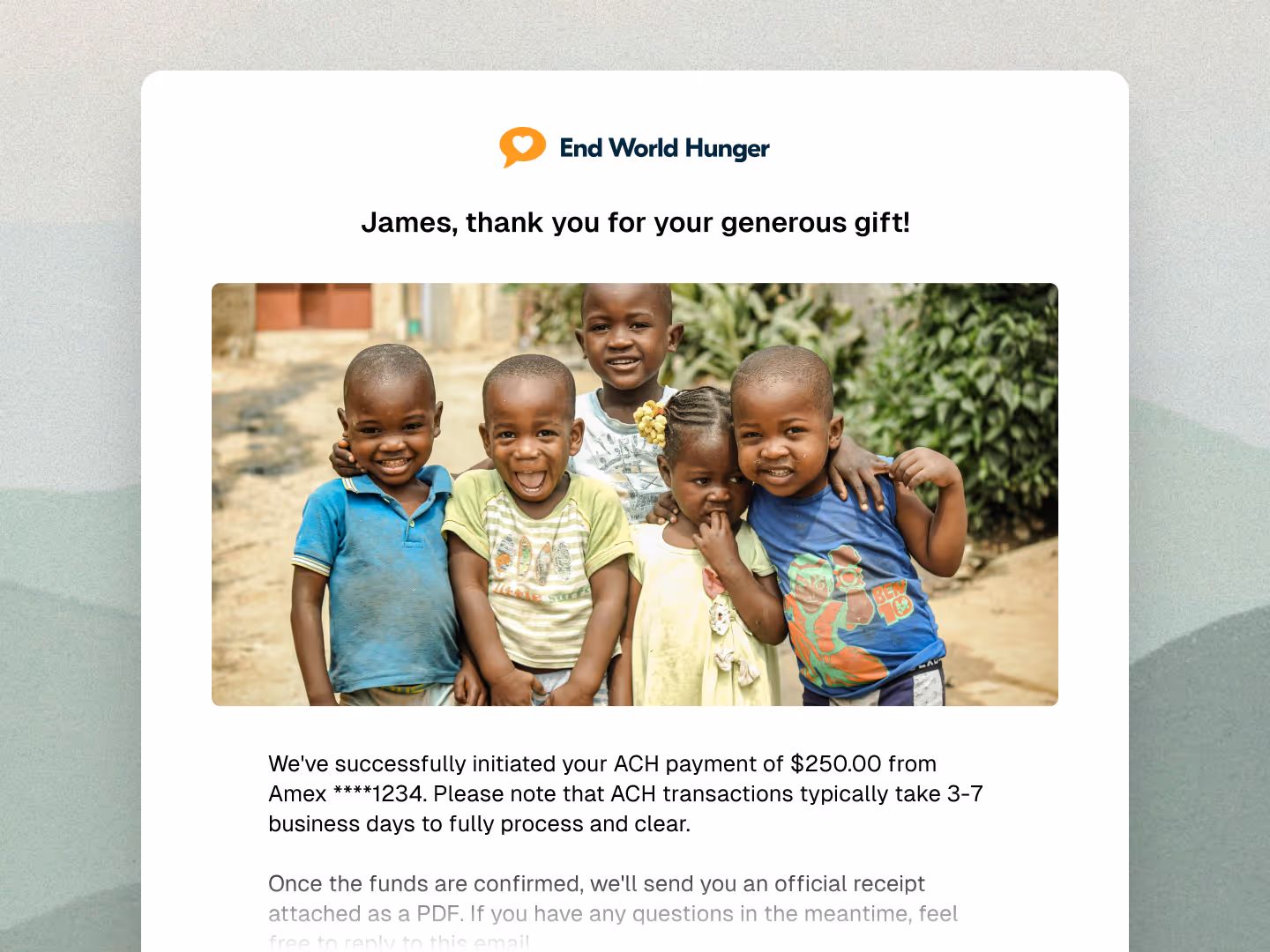 ACH payment status notification email