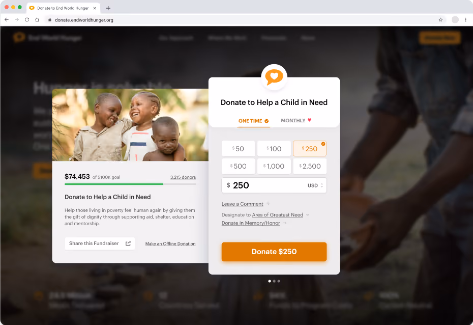 Donation popup form preview