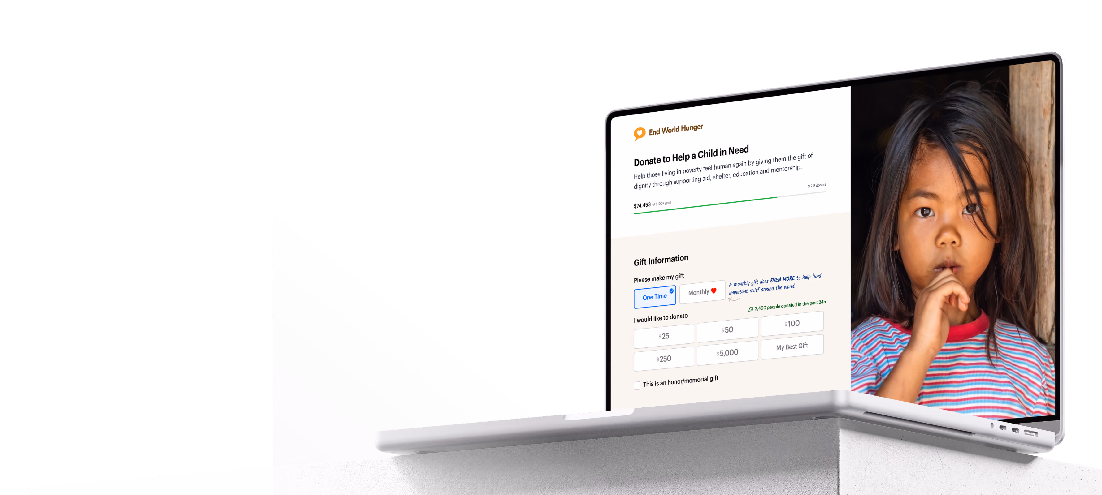 GiveForms donation page shown in a browser