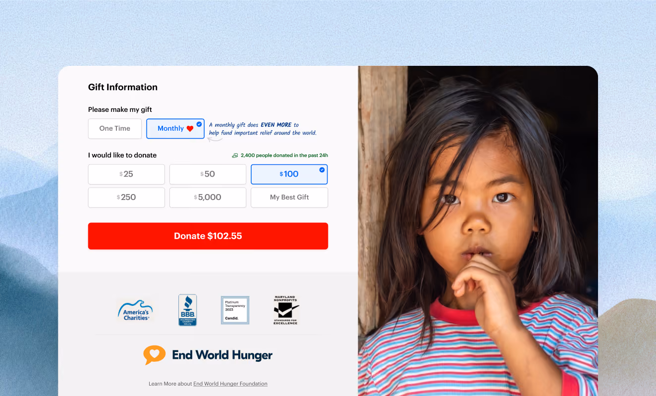 GiveForms donation form feature preview