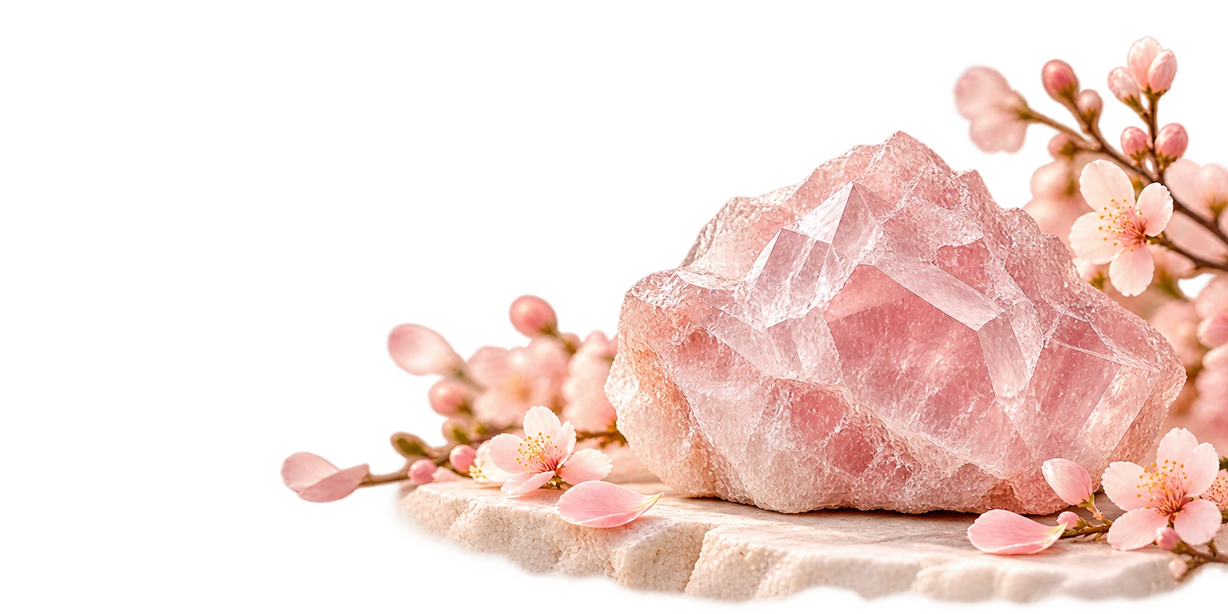 Rose Quartz — love & self-kindness. Illustrative crystal artwork.