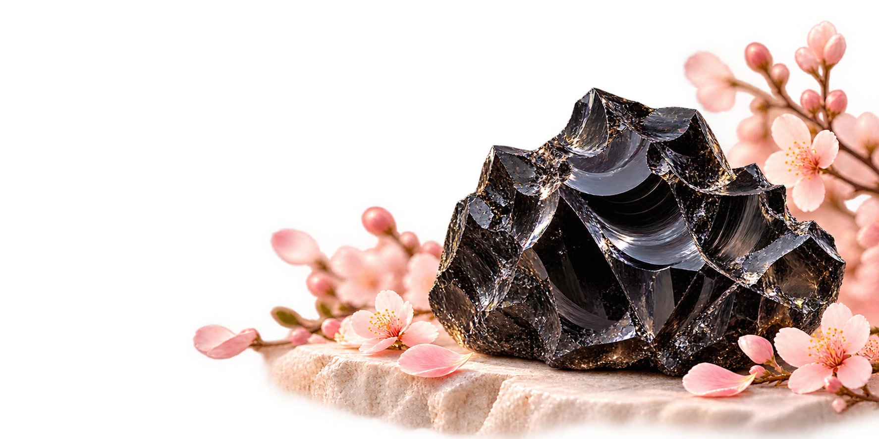 Black Obsidian — honest reflection & boundaries. Illustrative crystal artwork.