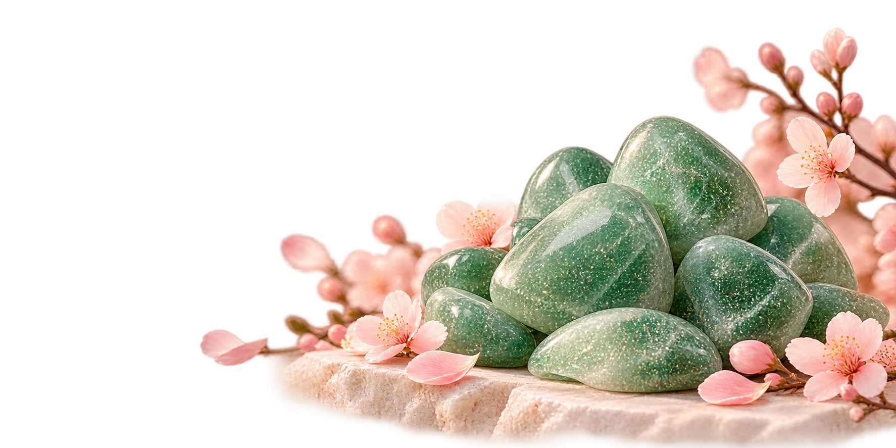 Green Aventurine — growth & opportunity. Illustrative crystal artwork.