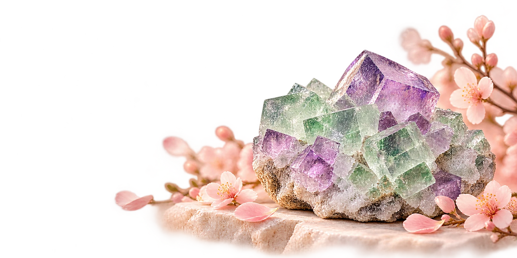 Fluorite — discernment & organisation. Illustrative crystal artwork.