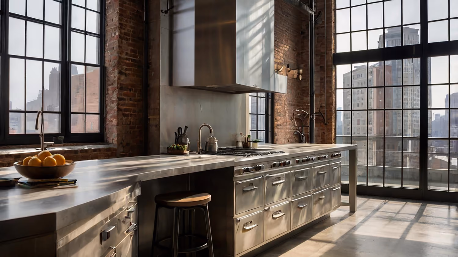 Custom kitchen cabinetry with integrated storage in a NYC residence