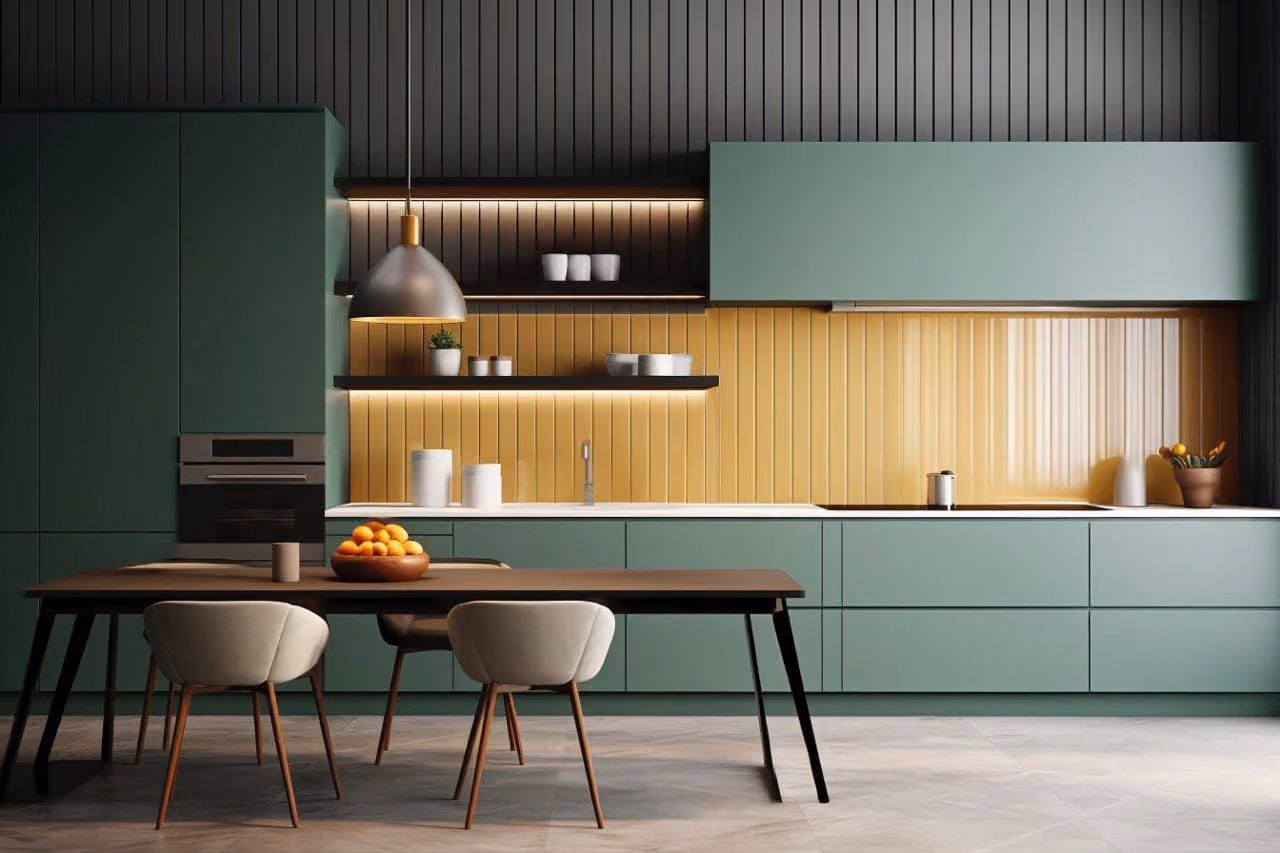 Modern custom kitchen cabinets with integrated appliances in NYC