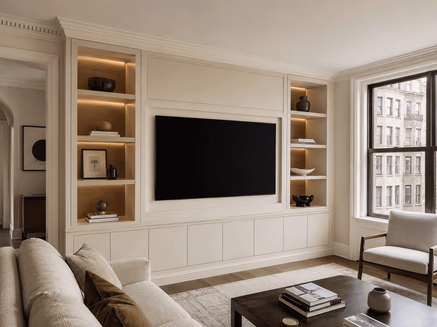 Upper East Side custom cabinetry with tailored built-in storage