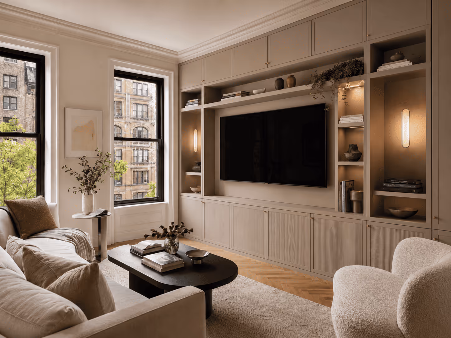 Upper West Side custom built-in cabinetry for apartment storage