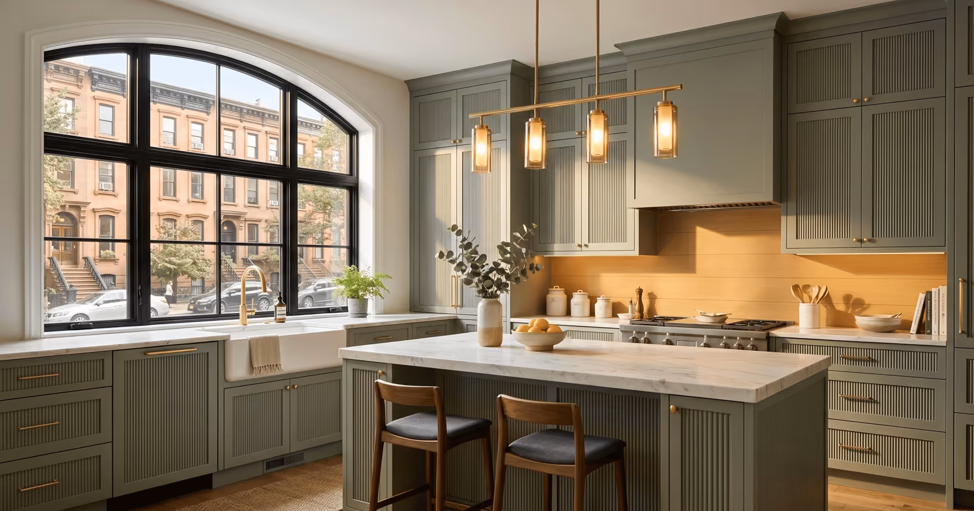 Custom kitchen cabinets and built-in storage for a New York apartment
