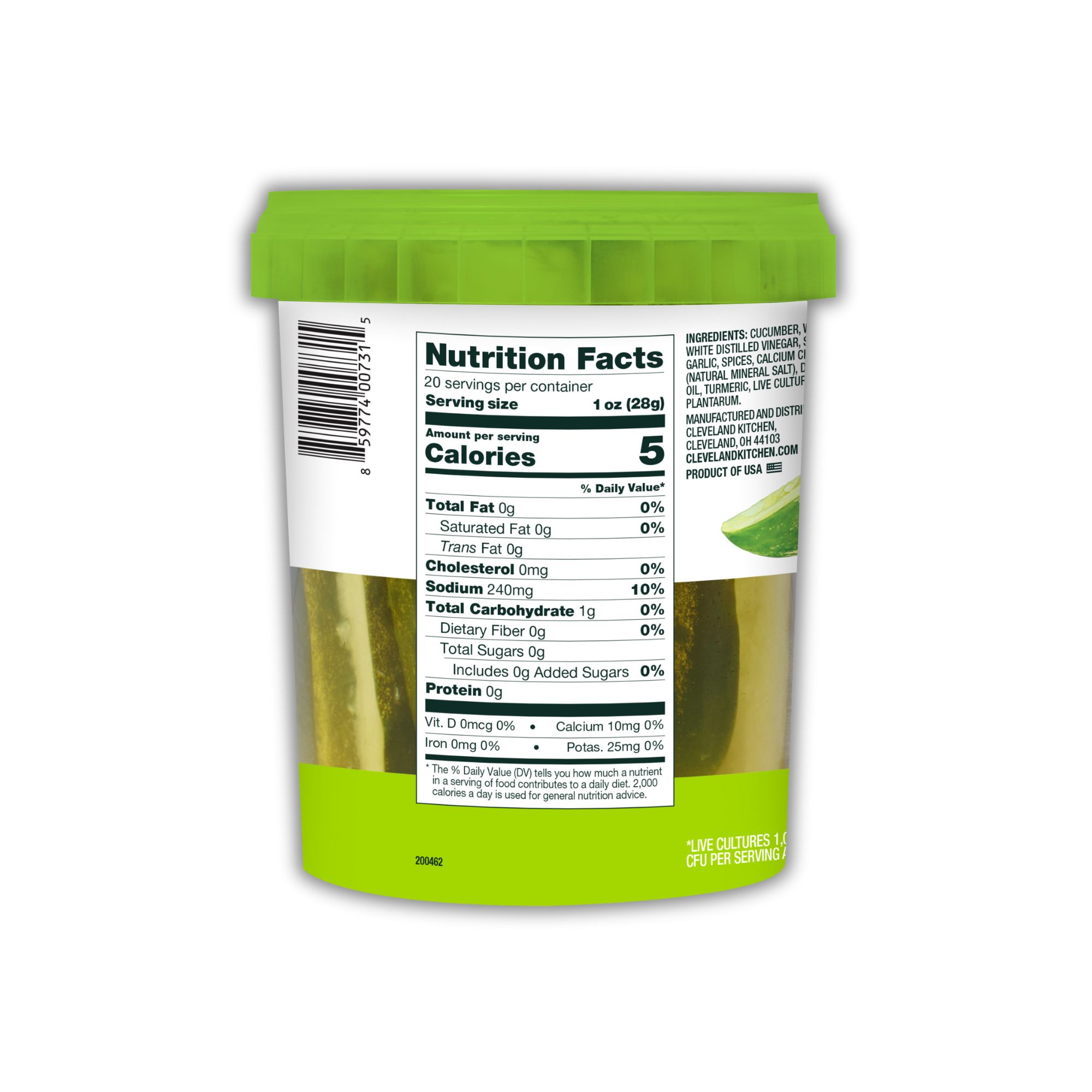 Cleveland Kitchen Classic Dill Pickle Spears back of pack