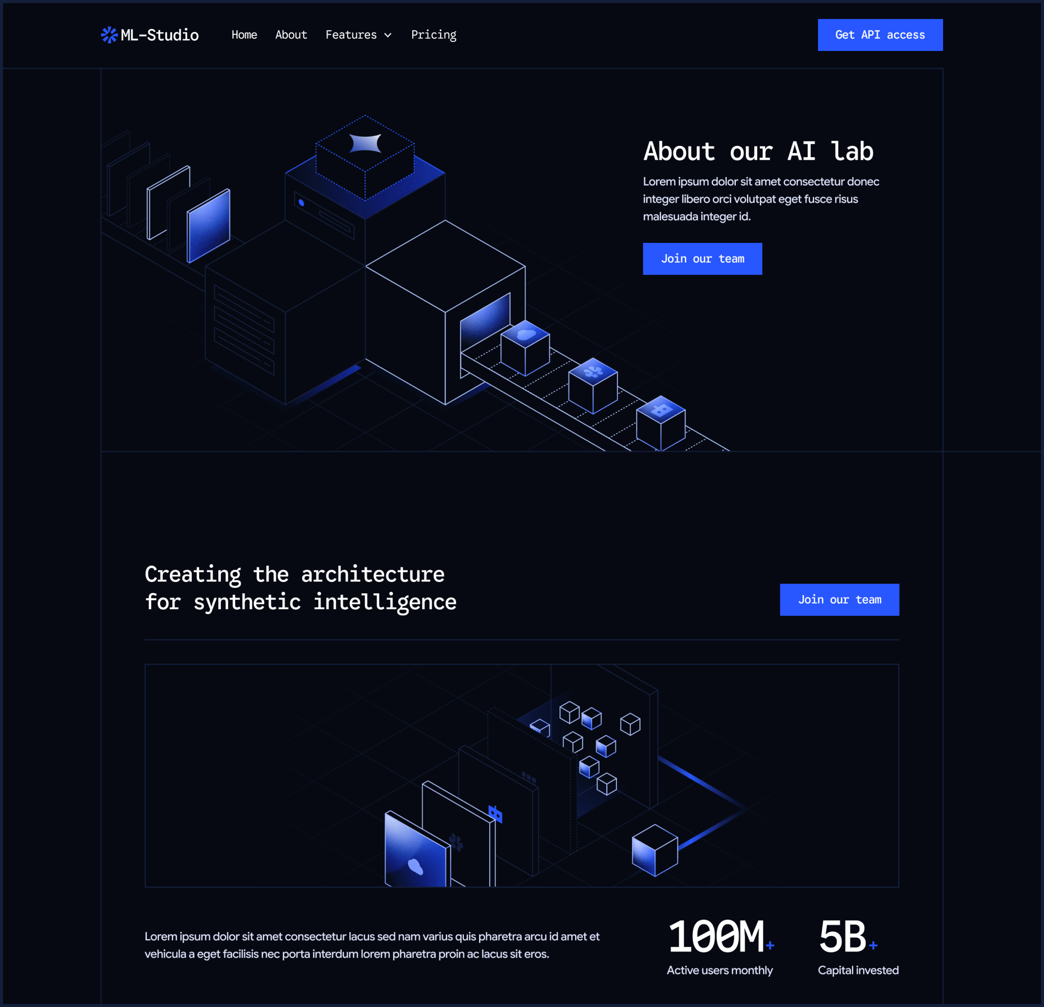 ML-Studio - About Hero Page - AI Research Lab Webflow Template | Brix Templates