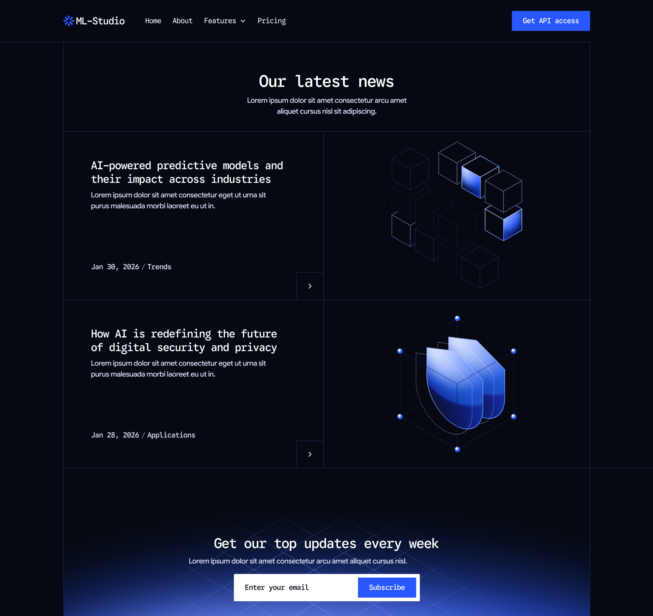 ML-Studio - Blog V1 Main Page - AI Research Lab Webflow Template | Brix Templates