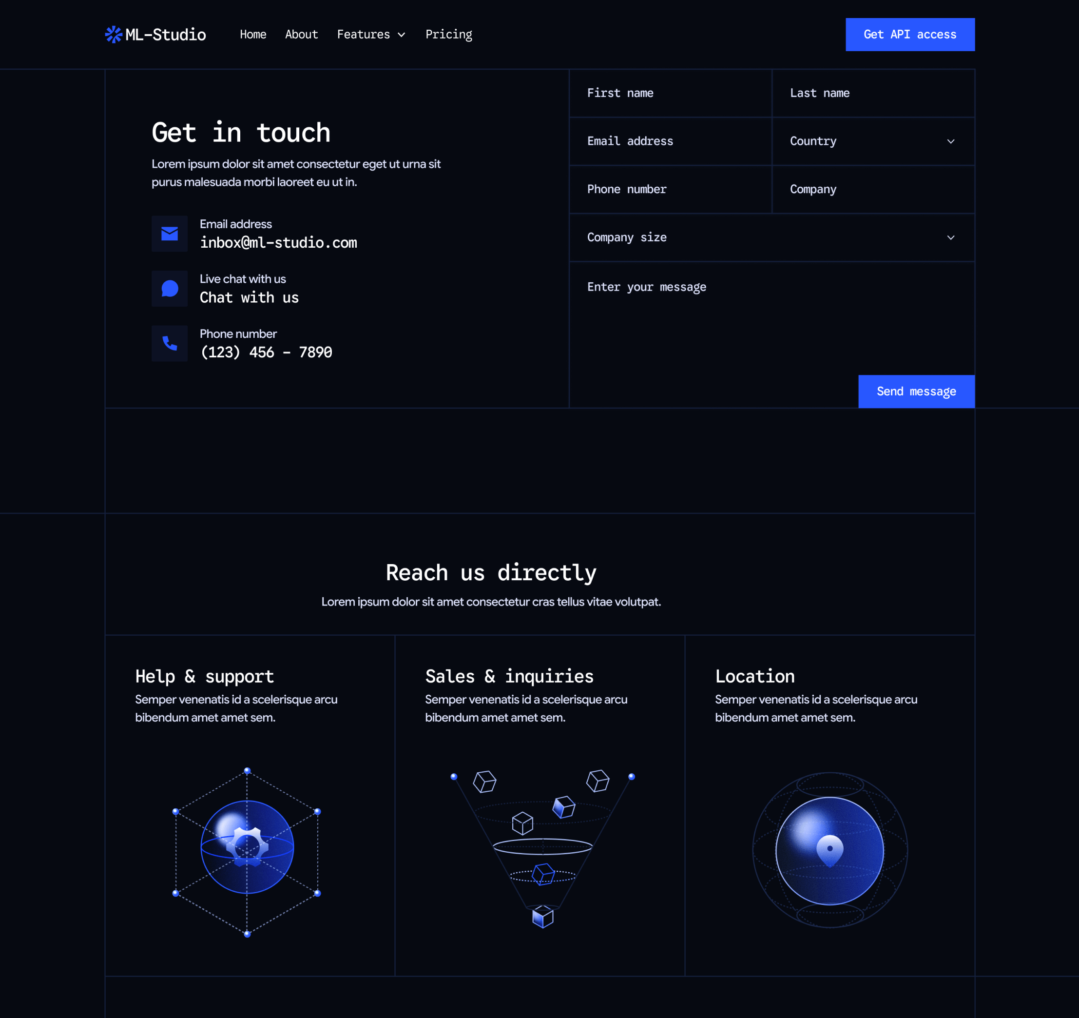 ML-Studio - Contact V1 Main Page - AI Research Lab Webflow Template | Brix Templates