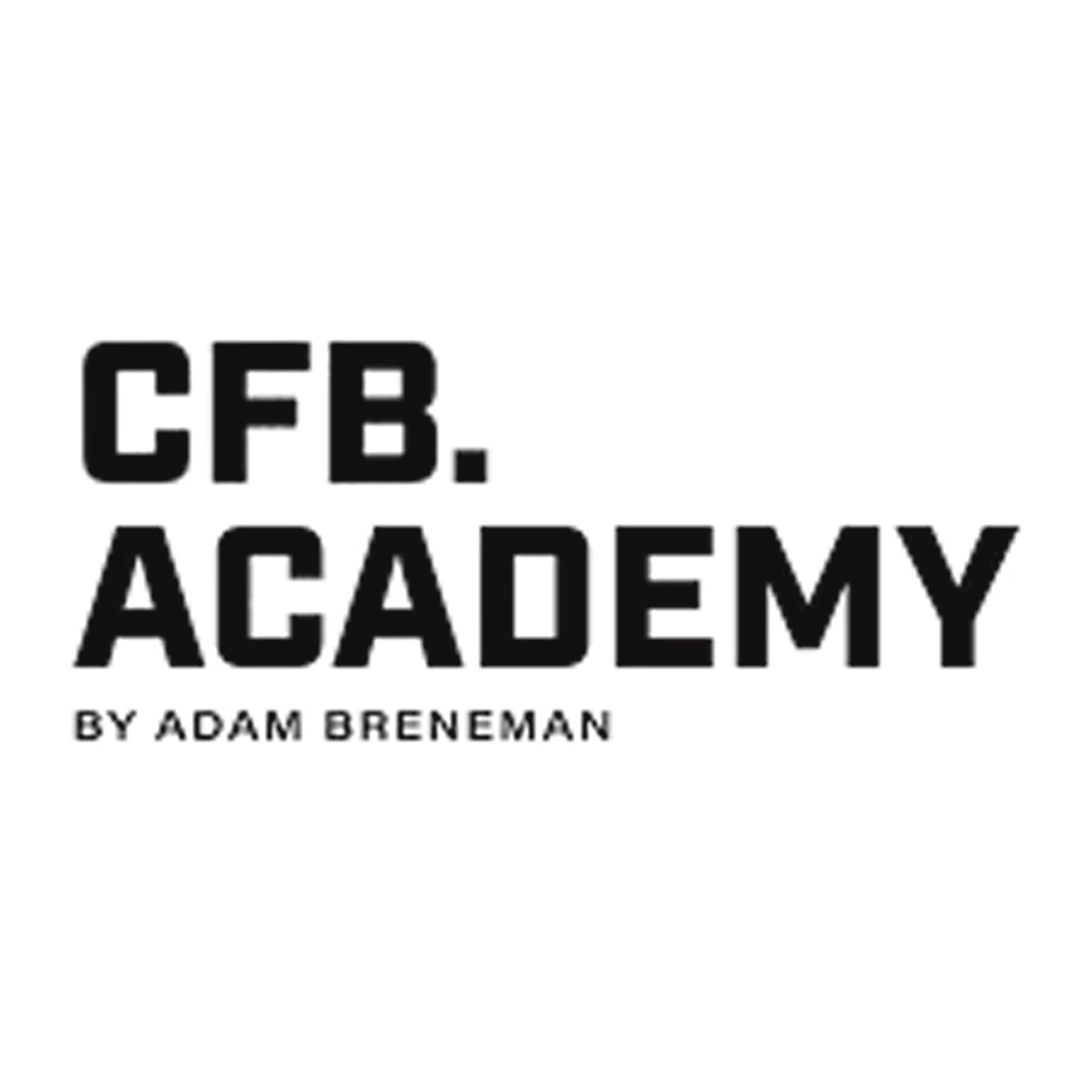 Text logo reading 'CFB. ACADEMY by Adam Breneman' in bold black letters on a transparent background.