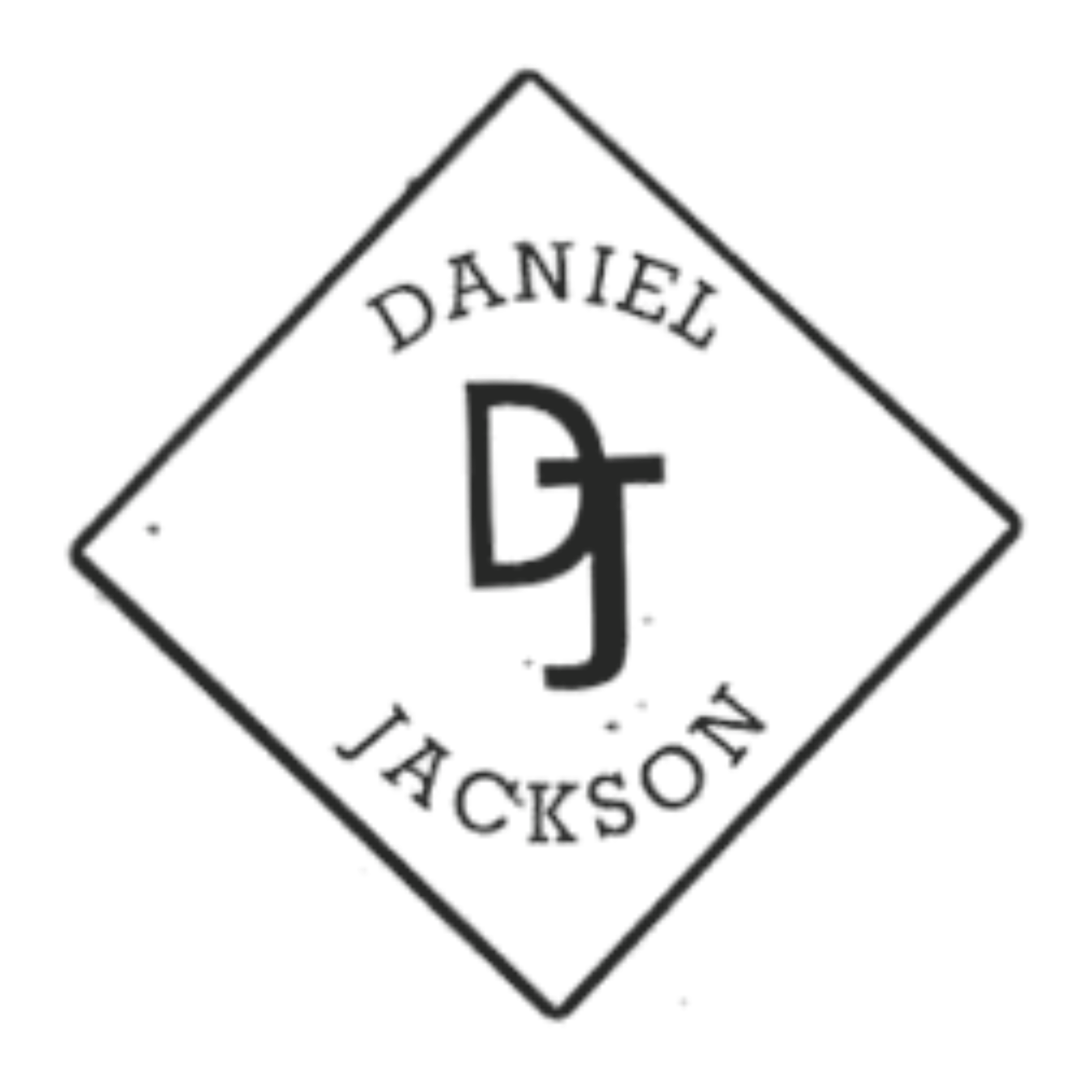 Diamond-shaped logo with overlapping initials D and J, with 'Daniel Jackson' written around inside the diamond.
