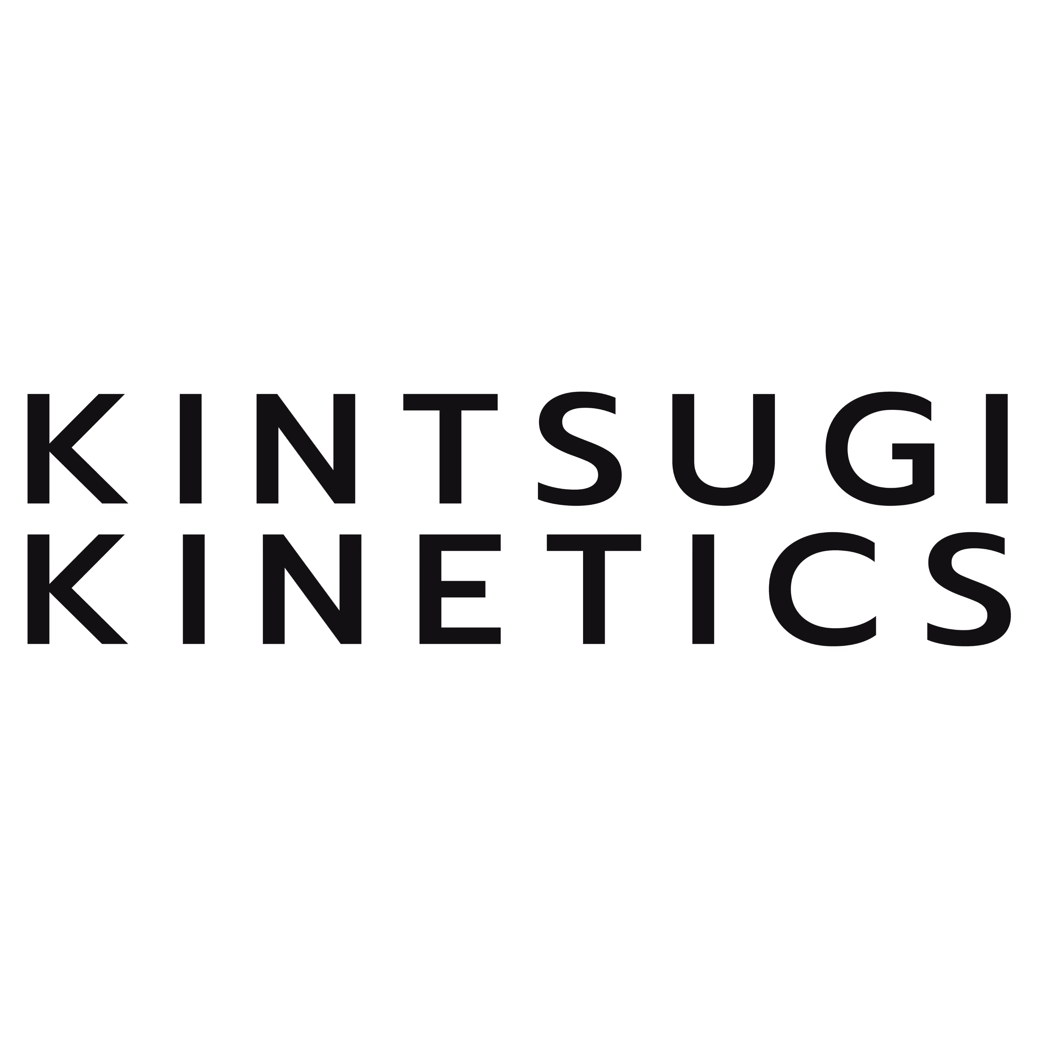 Text logo reading KINTSUGI KINETICS in bold black capital letters on a transparent background.