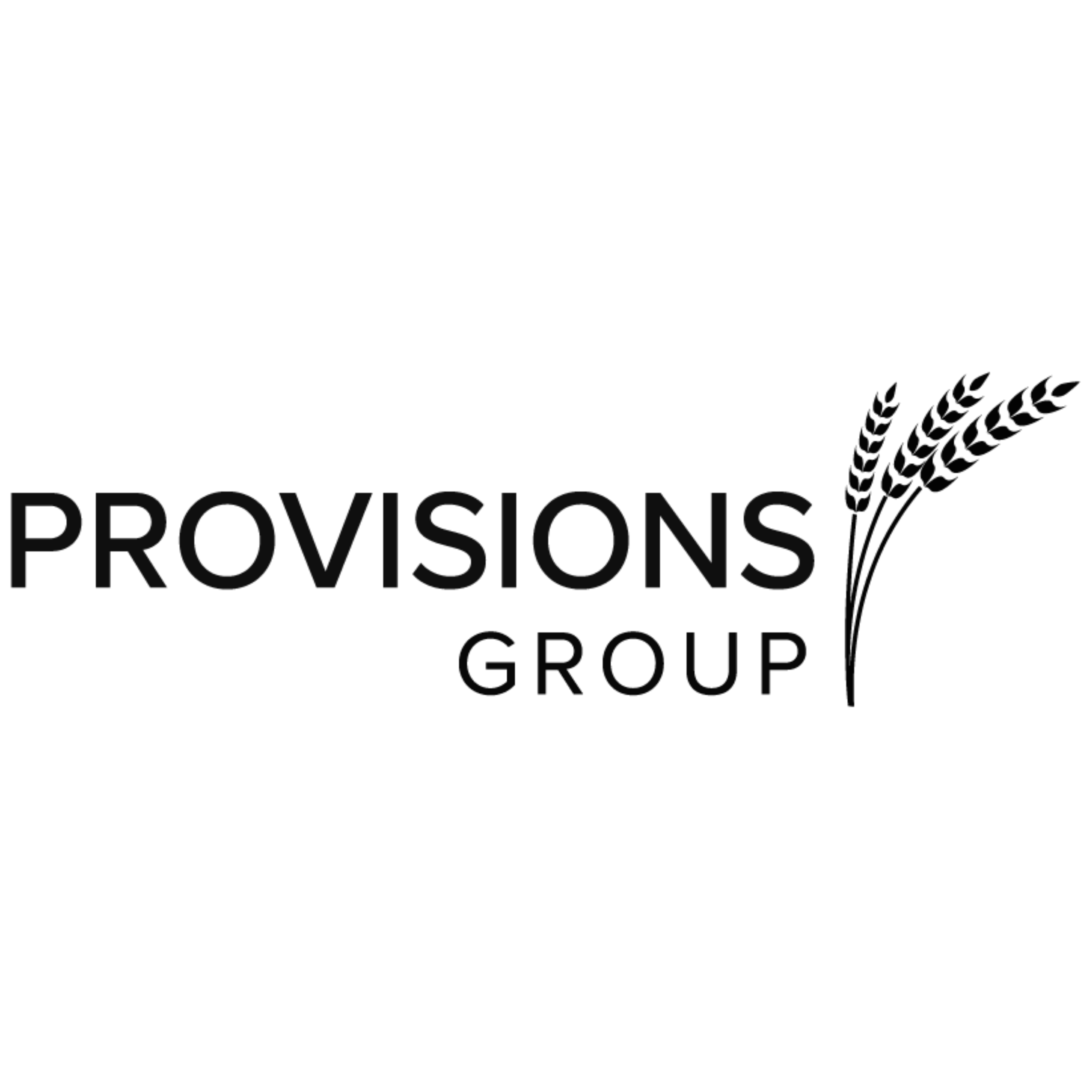 Provisions Group logo with stylized wheat stalks on the right.