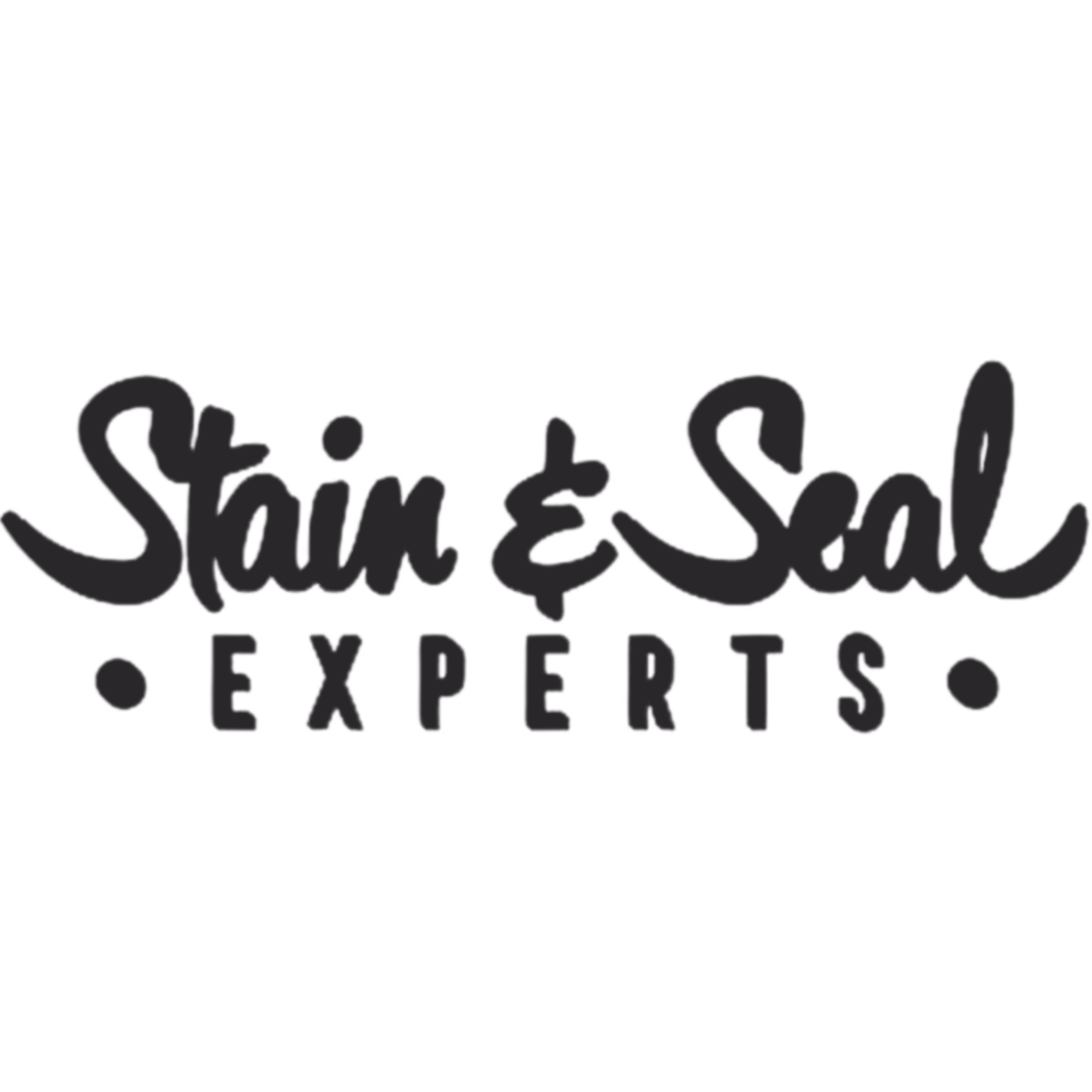 Stain & Seal Experts text logo in black, featuring script and block lettering.
