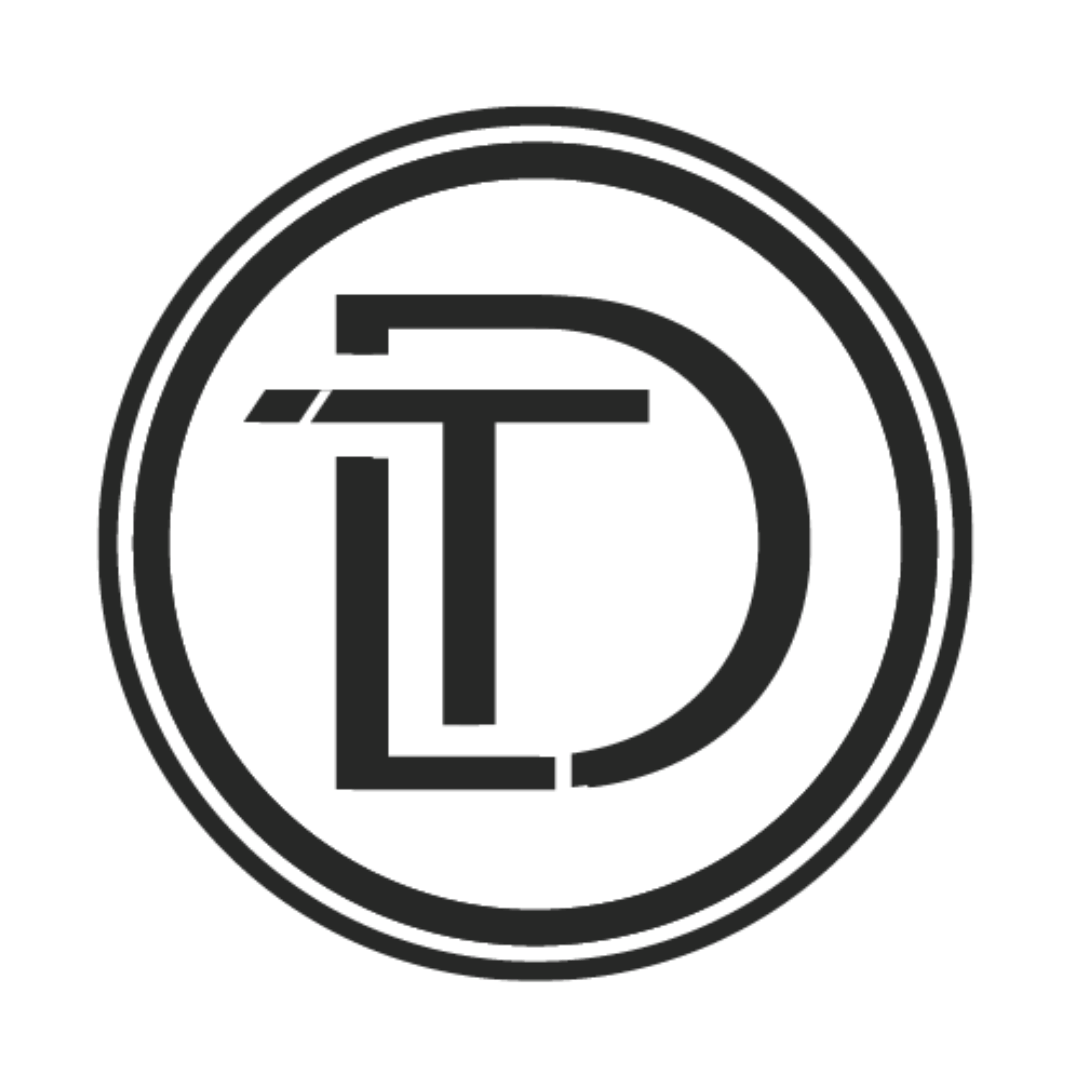 Monogram logo with interconnected letters T and L inside two concentric circles.