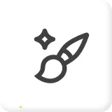 Icon of a paintbrush with a sparkle above it, symbolizing creativity or art.