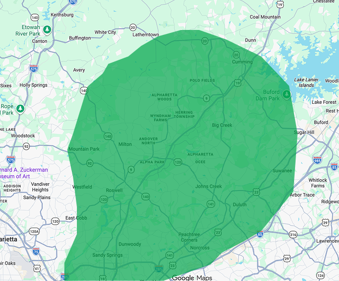 Alpharetta service area map