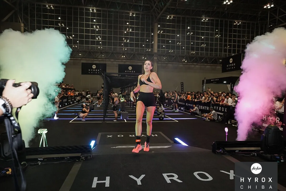 Chelsea Ribeiro finishing her HYROX race