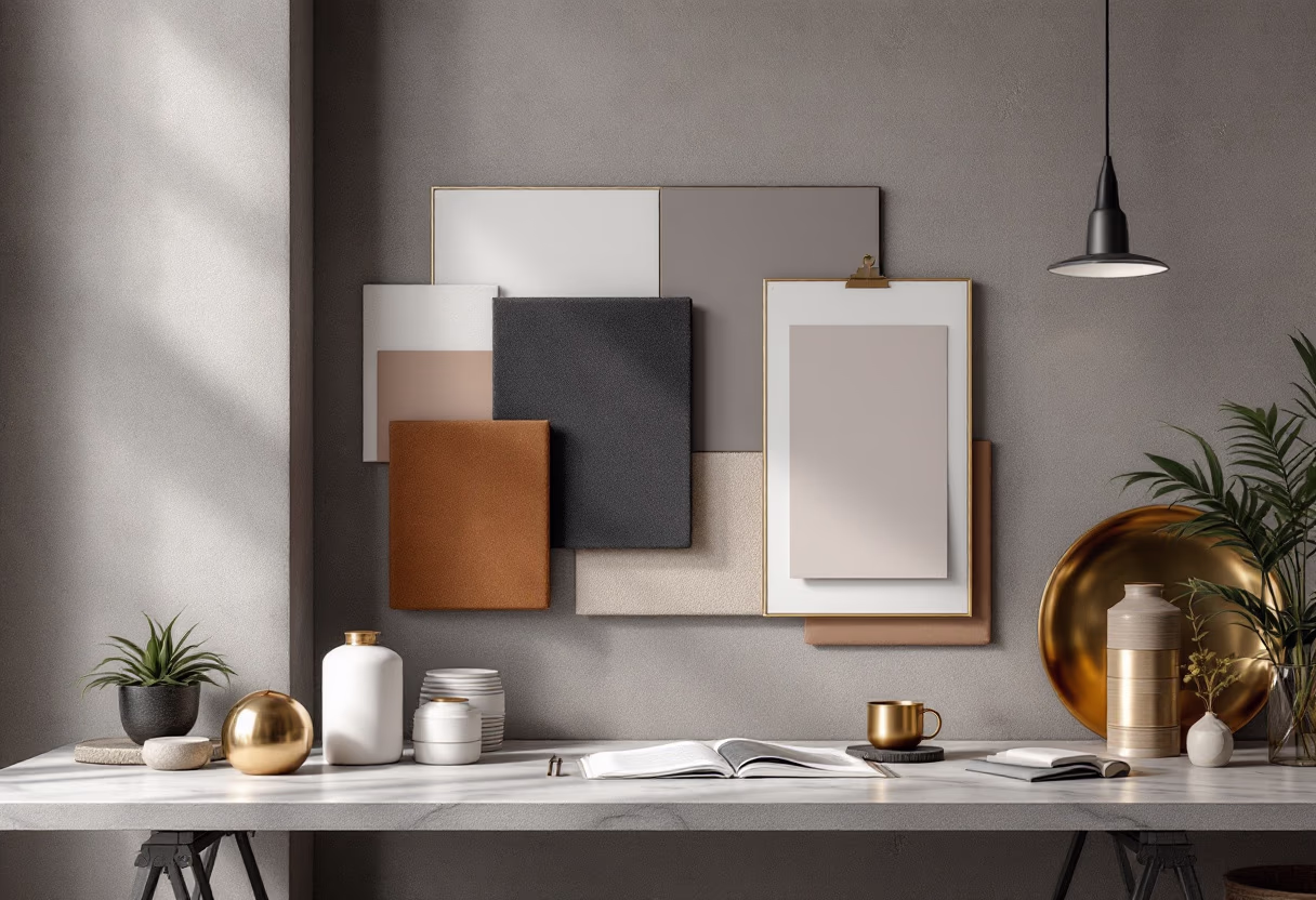 [background image] image of founder at work (for an interior design firm)