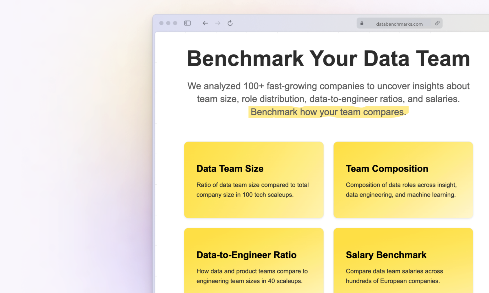 Benchmark Your Data Team