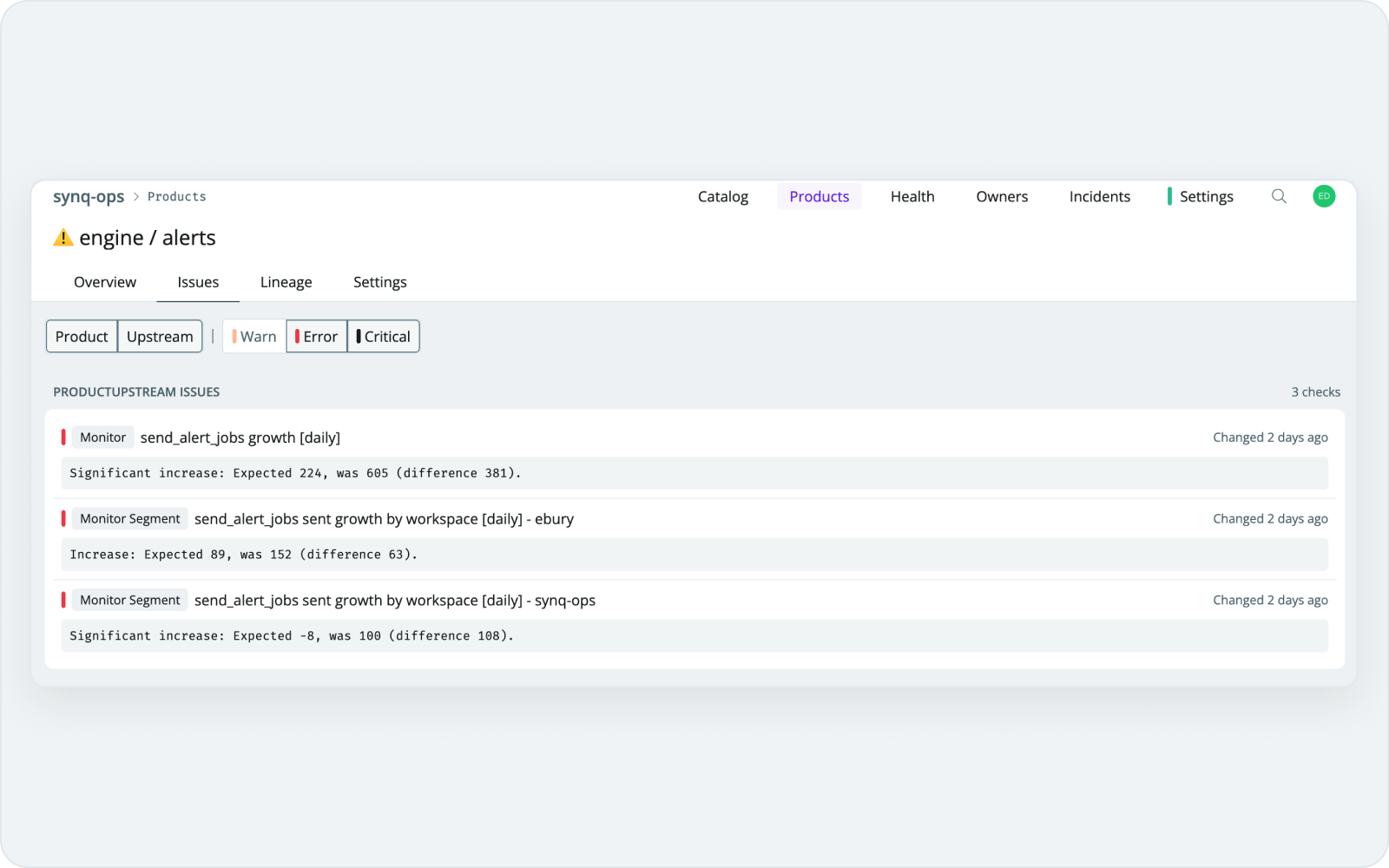 Data products filters