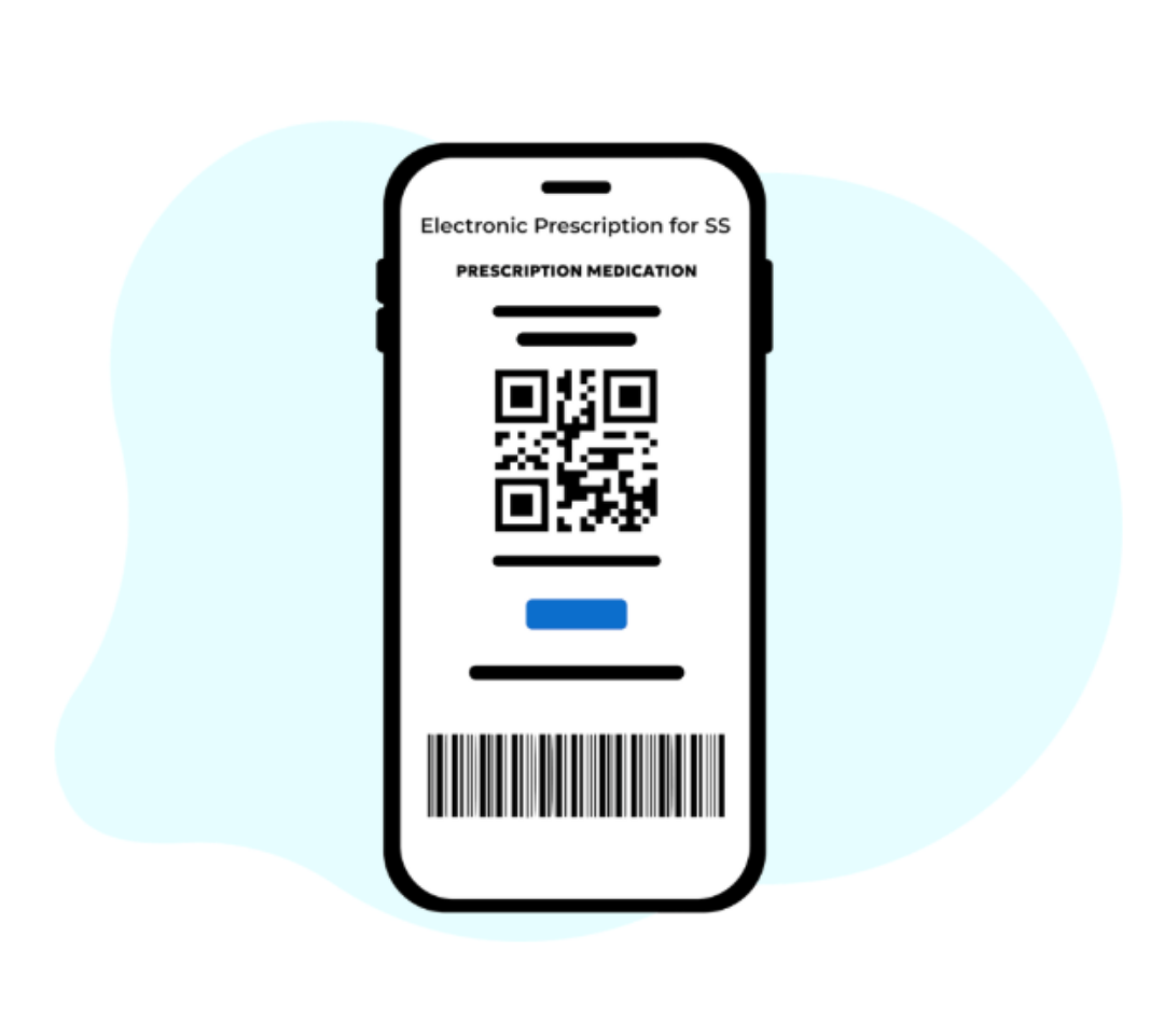 Electronic prescription displayed on a mobile phone for online pharmacy ordering