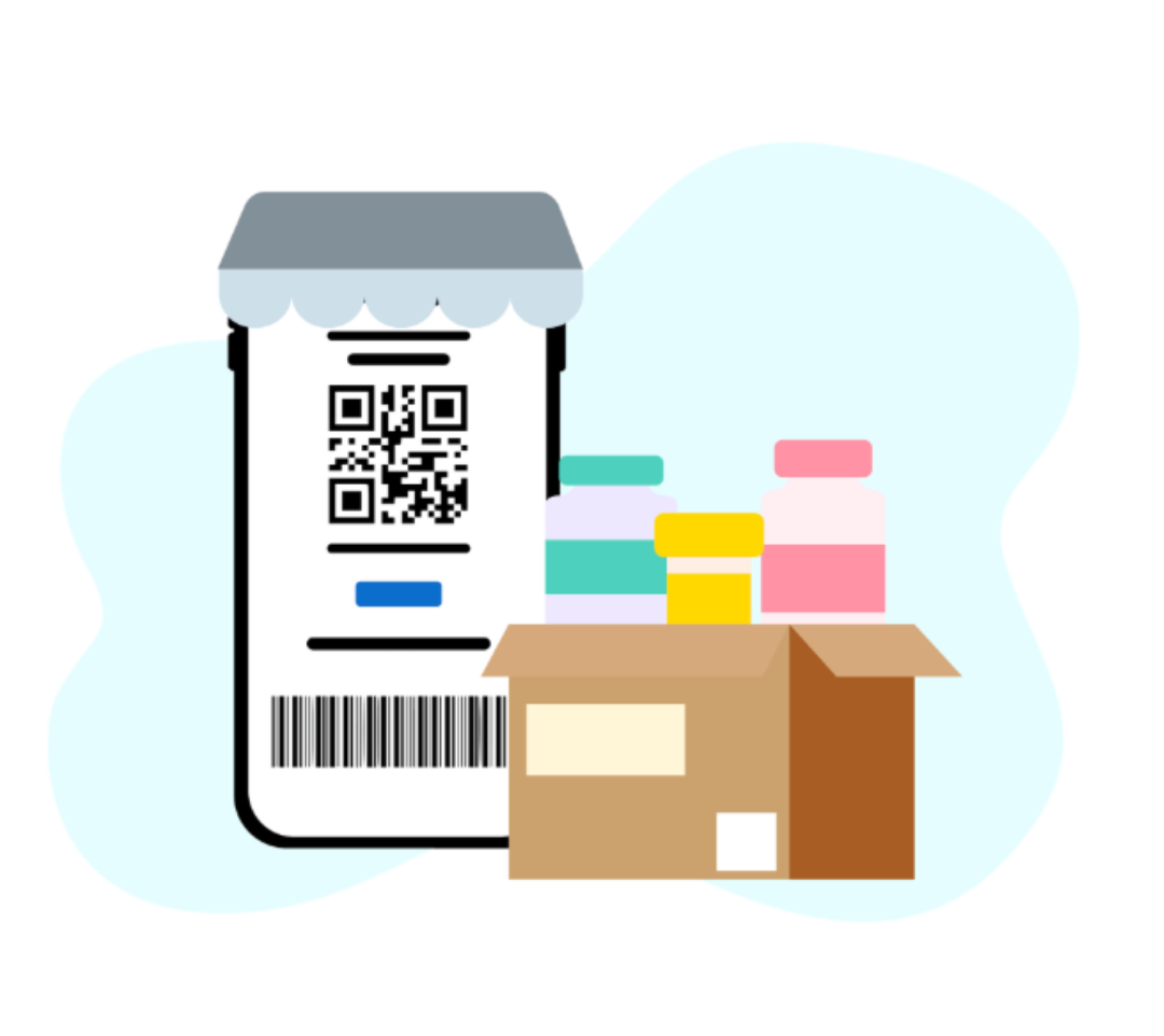 Prescription medication delivery service with online eScript ordering and pharmacy delivery boxes