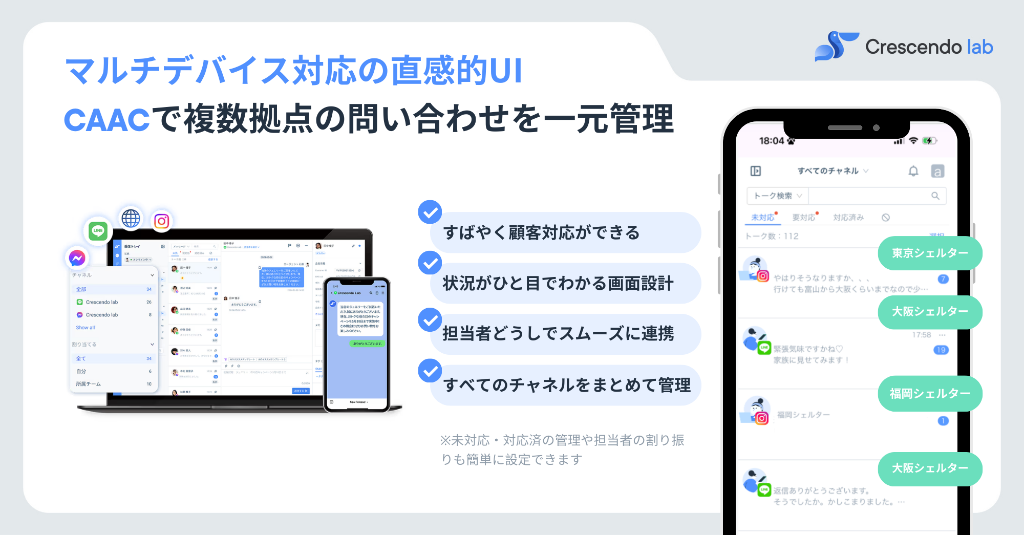 スマートフォンでのCAAC操作画面