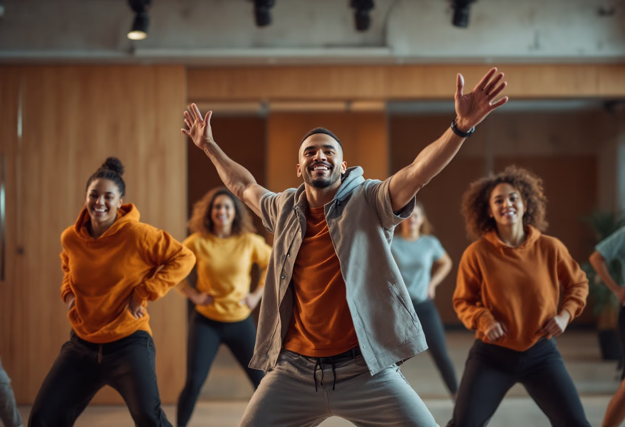 image of a dance instructor teaching a class