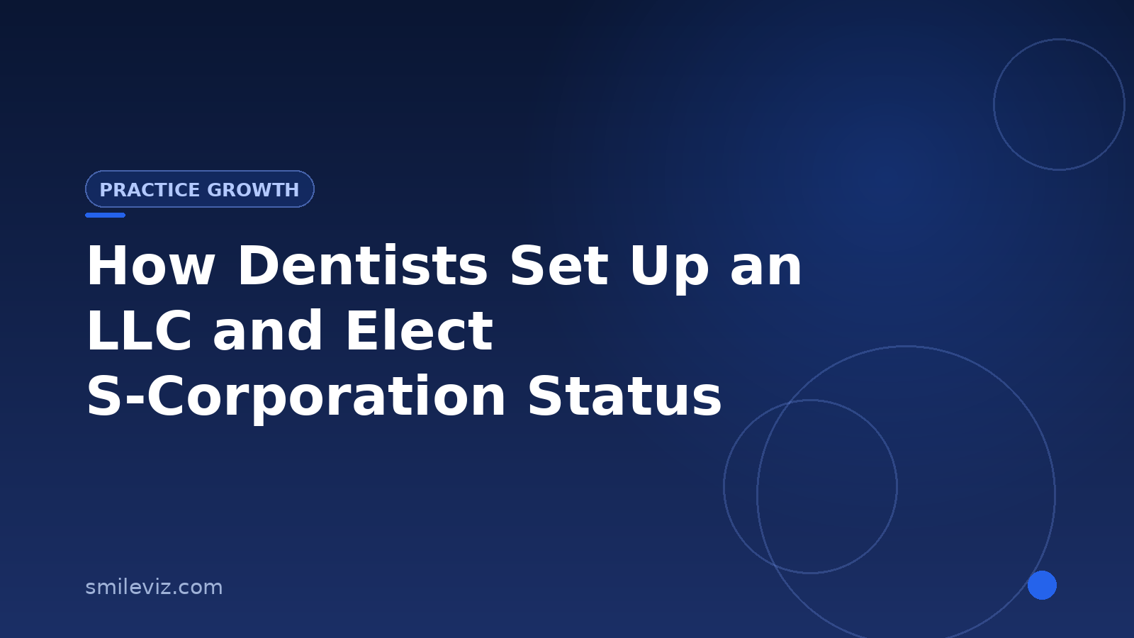 SmileViz blog cover: how dentists set up an LLC and elect S-Corporation status
