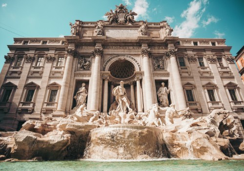 Trevi Fountain in Rome with historic architecture