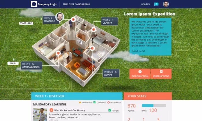 Learning Portal for Induction and Onboarding – featuring Gamification, Microlearning, Social Learning, and Personalized Learning Paths