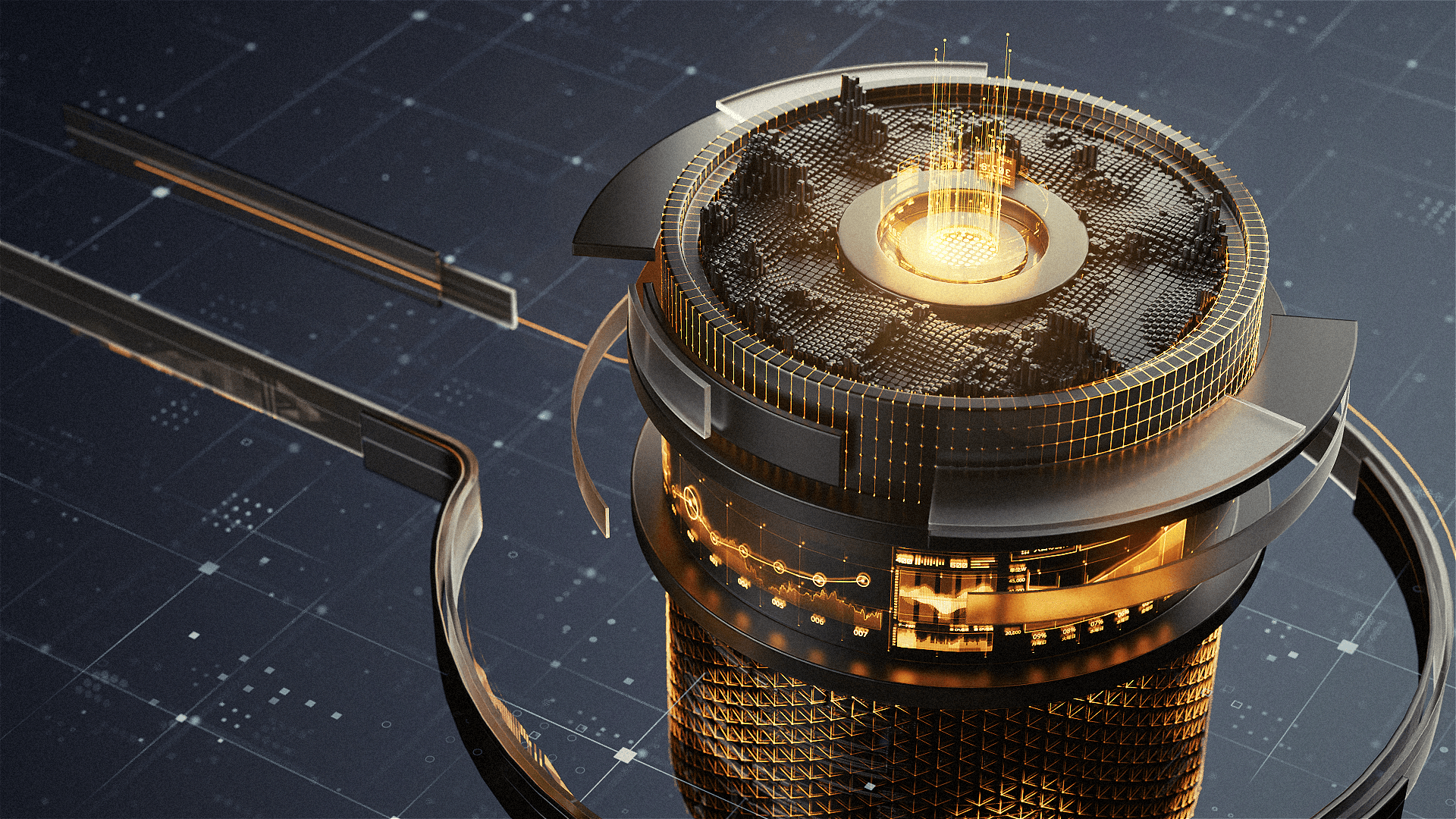 3D red geometric abstract shape with pixelated distortion on a light background.