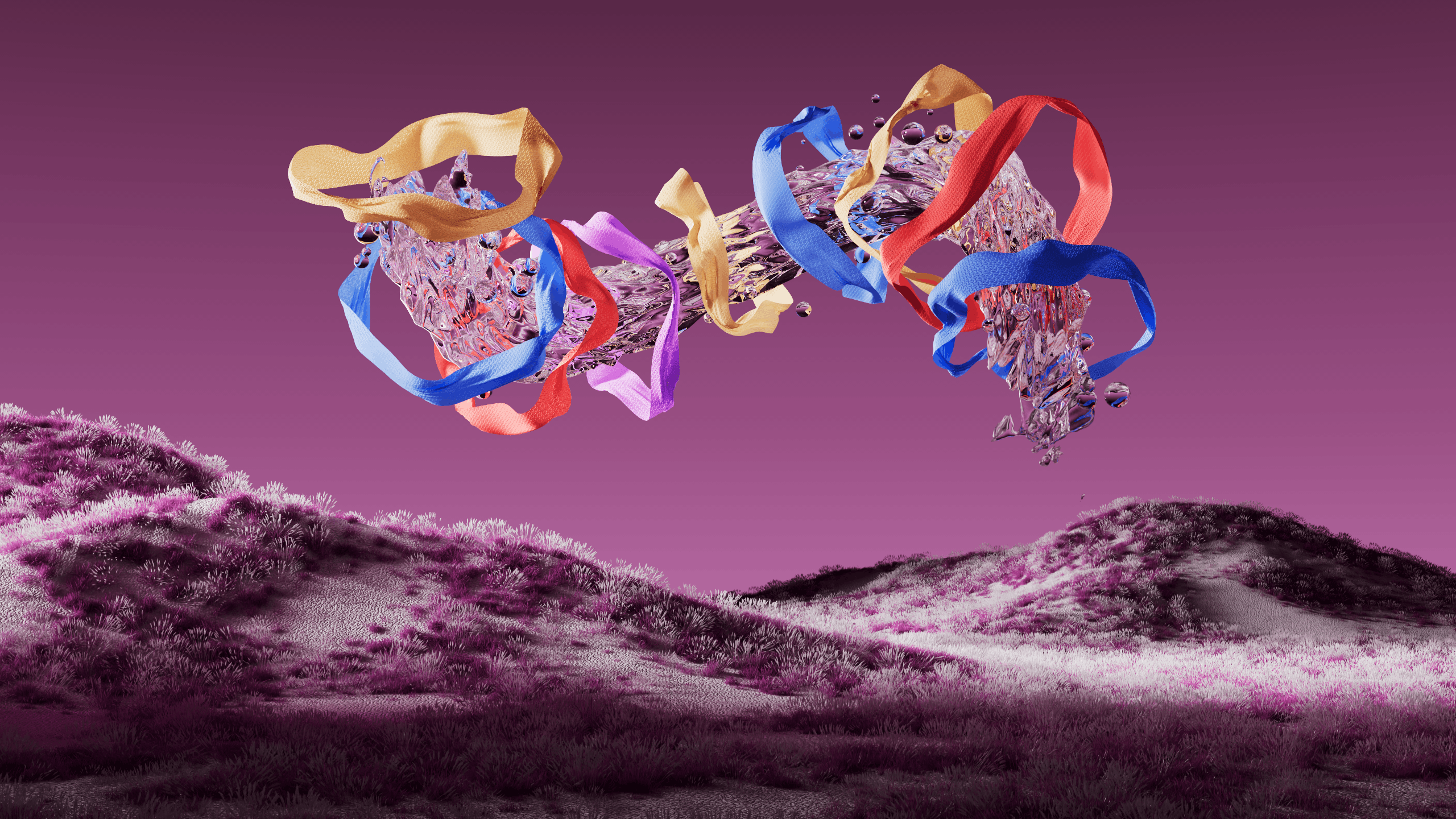 Graphic with text 'Token Chain Explained' next to a central black disc with a pink 'C' connected to colorful shapes symbolizing tokens.