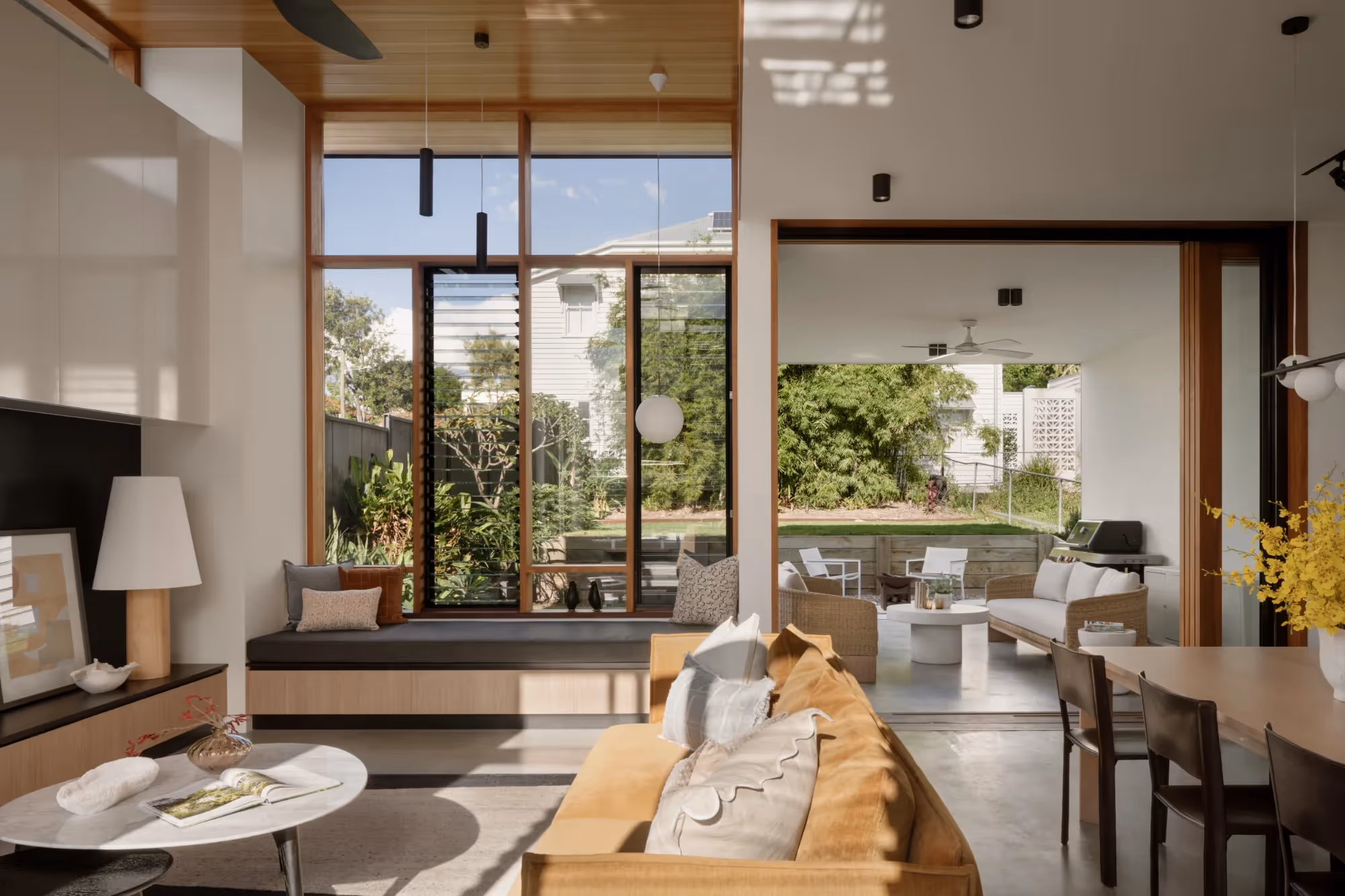 Light Pavilion House in New Farm showing a landscaped courtyard bringing natural light into the home