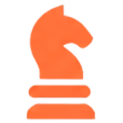 Orange chess knight piece isolated on black background.
