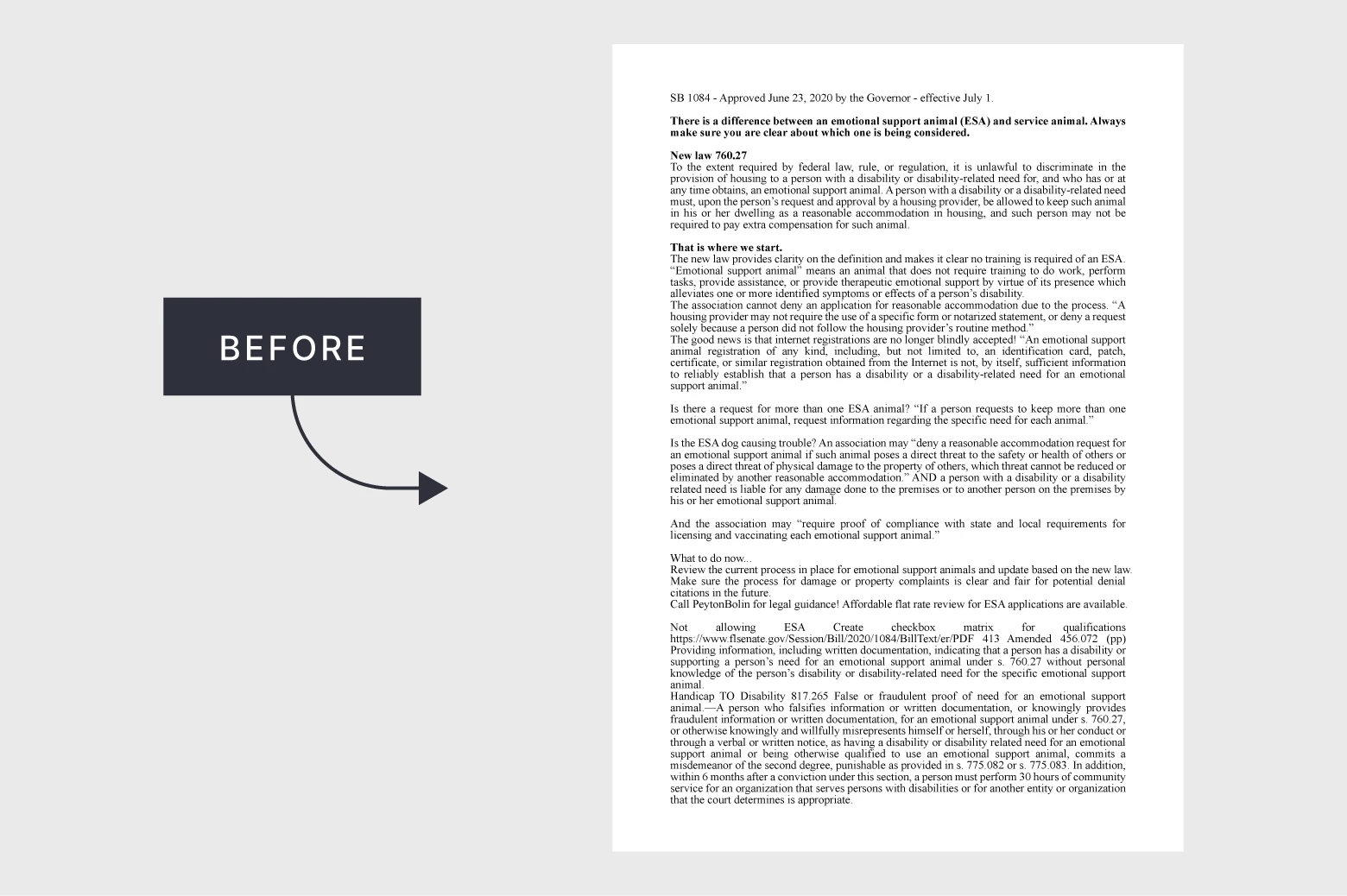 Unstructured legal text document before visual simplification and information design