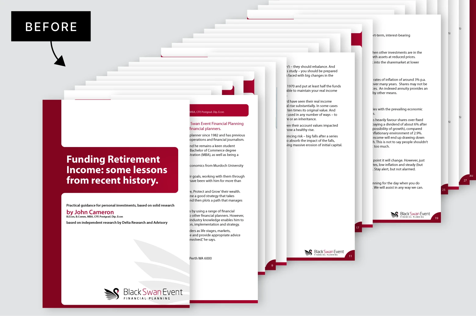 Unstructured financial report content shown before being organized into a clear visual format
