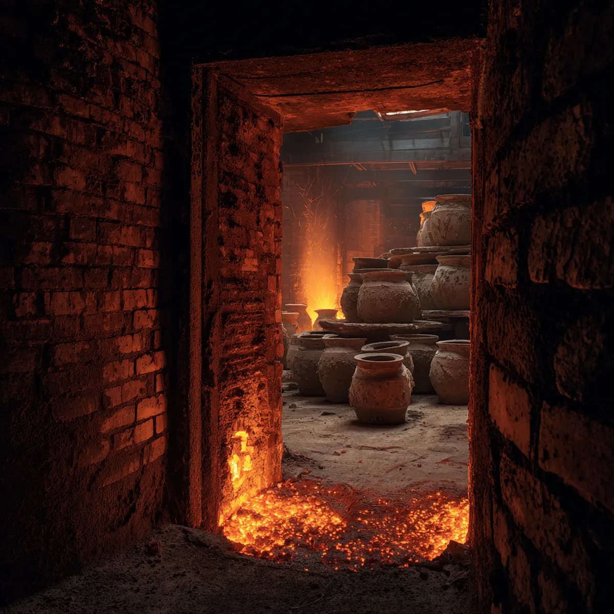 Wood-fired kiln interior, Jingdezhen