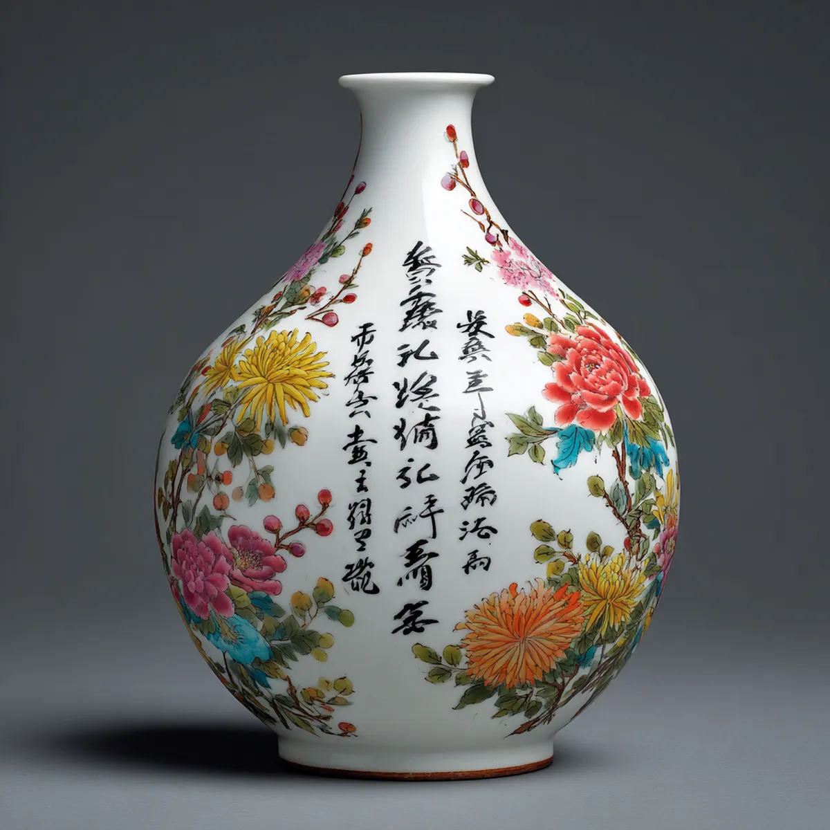 Qianlong Falangcai Poem Vase