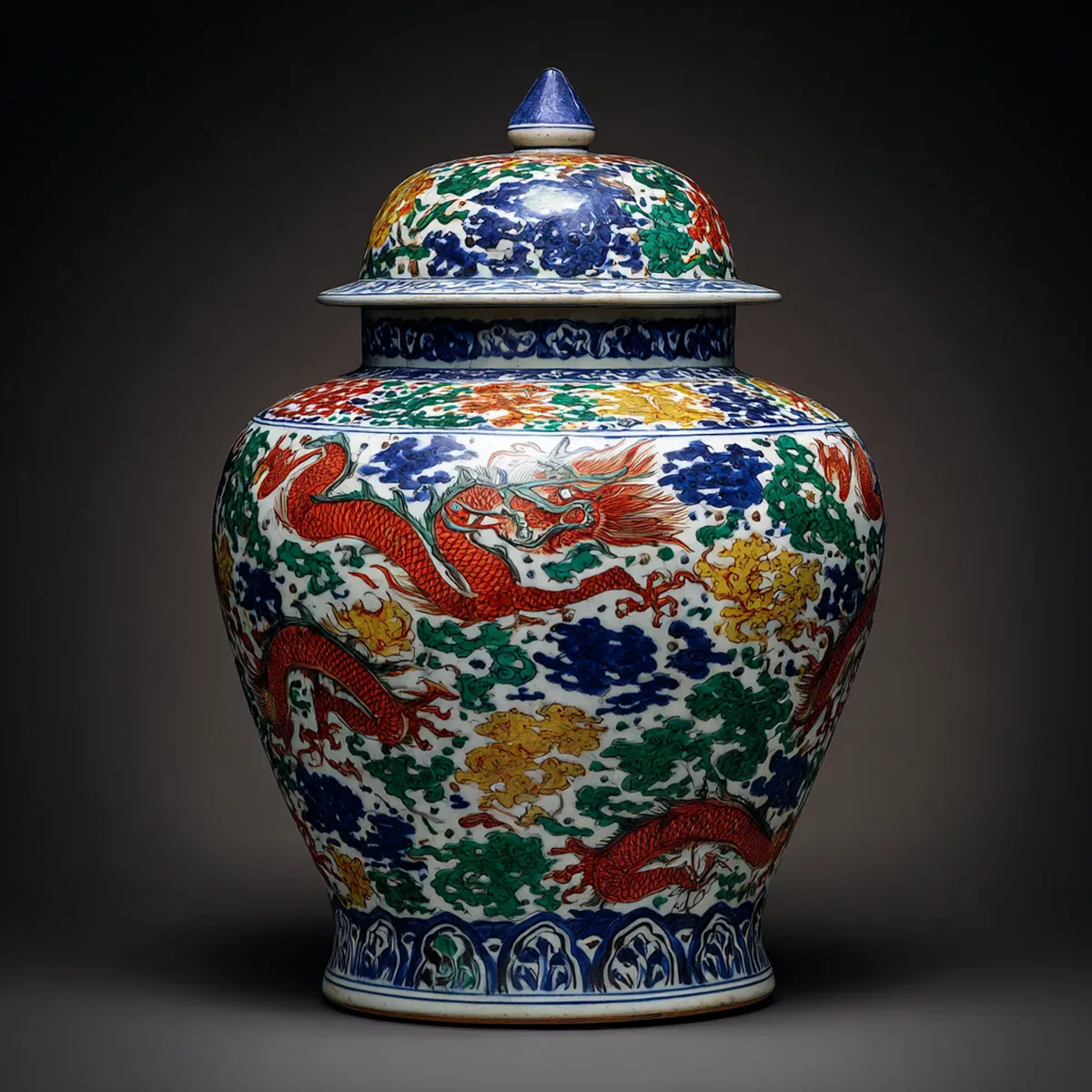 Kangxi Wucai Dragon Jar