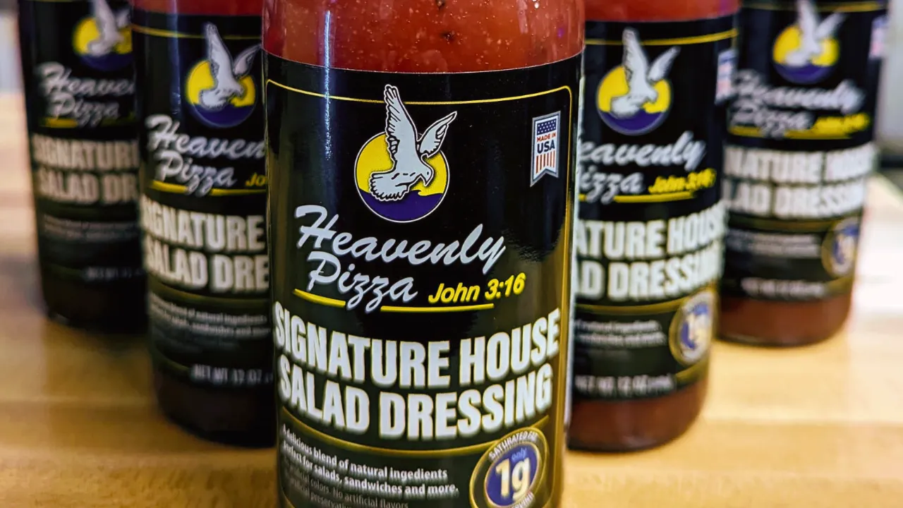 Bottles of Heavenly Pizza House Dressing